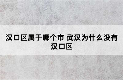 汉口区属于哪个市 武汉为什么没有汉口区